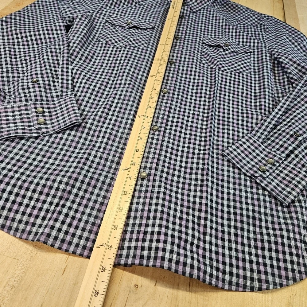 Banana Republic Mens L Pearl Snap Urban Cowboy Western Style Double Pocket Shirt
